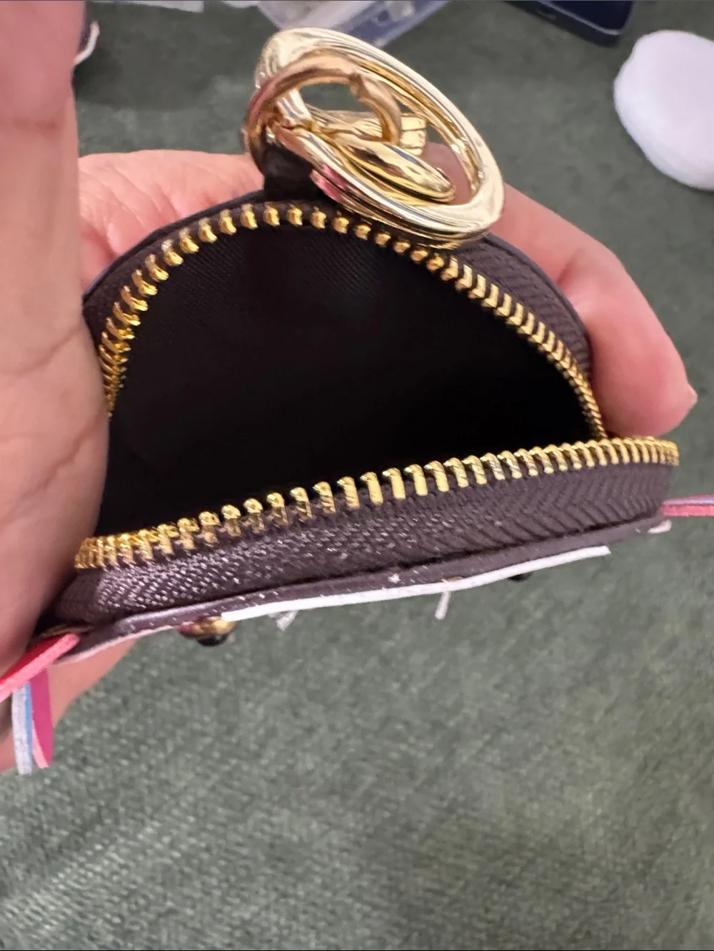 Designer-Inspired Pink & Brown Novelty Keychain Pouch